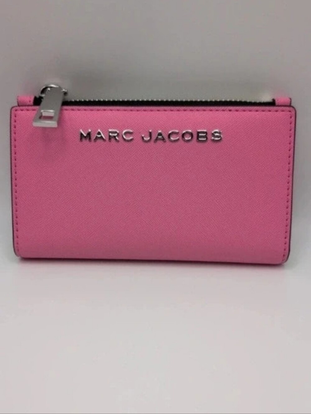 Marc Jacobs Pink Zip Card Holder with Silver Hardware